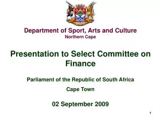 Department of Sport, Arts and Culture Northern Cape