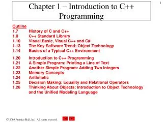 Chapter 1 – Introduction to C++ Programming