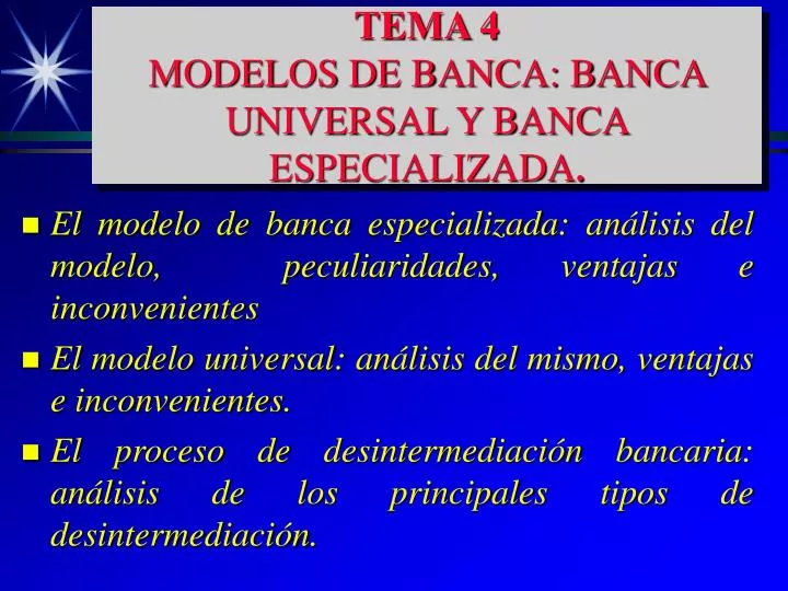 tema 4 modelos de banca banca universal y banca especializada