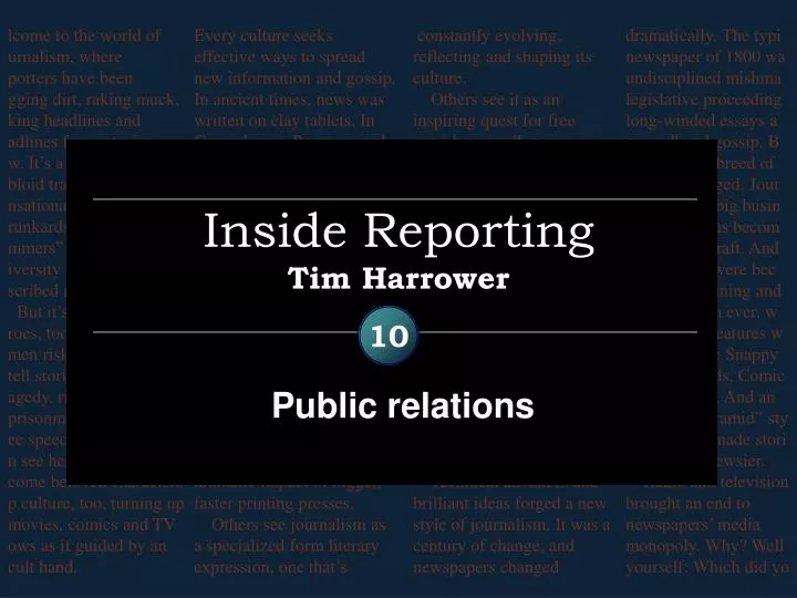 inside reporting tim harrower