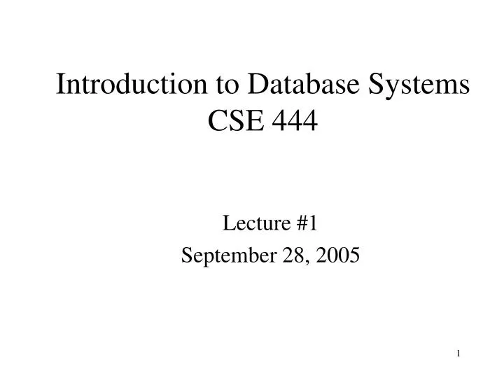 introduction to database systems cse 444