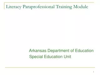 Literacy Paraprofessional Training Module