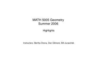 MATH 5005 Geometry Summer 2006