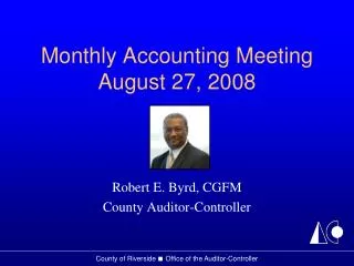 Monthly Accounting Meeting August 27, 2008