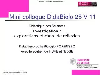 Mini-colloque DidaBiolo 25 V 11