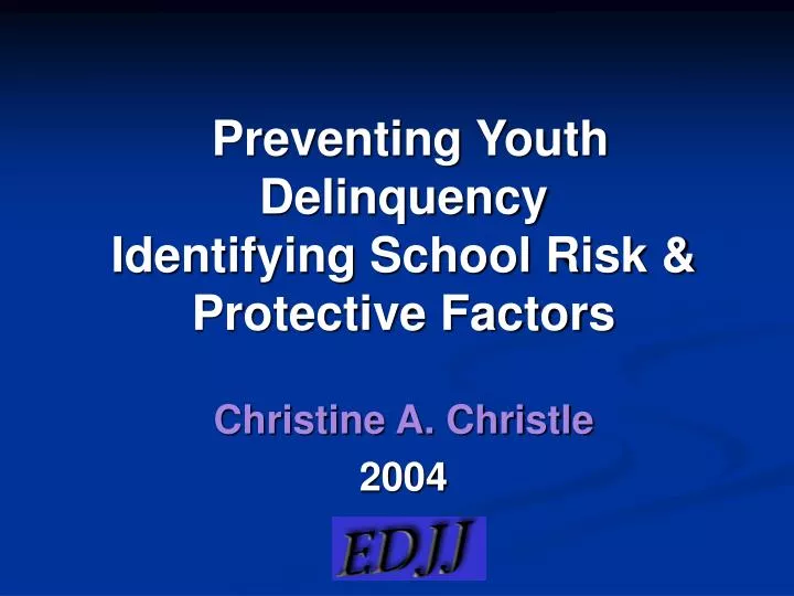 preventing youth delinquency identifying school risk protective factors