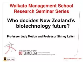 Waikato Management School Research Seminar Series