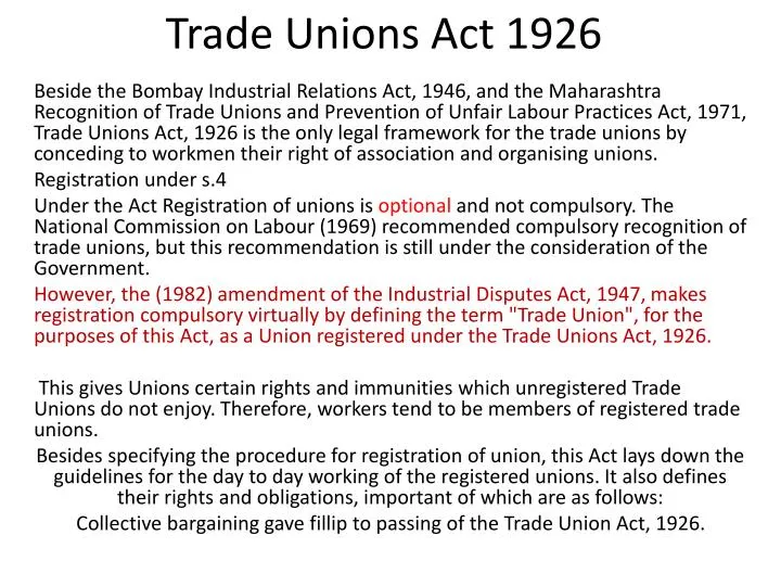trade unions act 1926