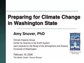 Preparing for Climate Change in Washington State