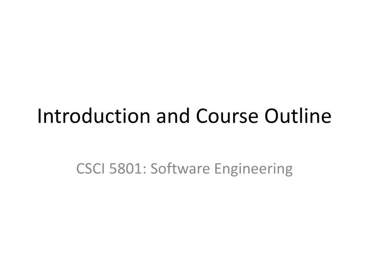introduction and course outline