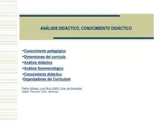 an lisis did ctico conocimiento did ctico