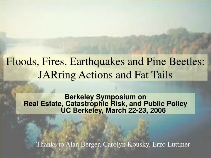 floods fires earthquakes and pine beetles jarring actions and fat tails