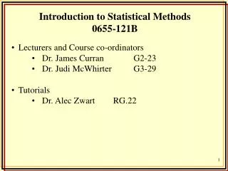 Introduction to Statistical Methods 0655-121B