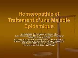 hom opathie et traitement d une maladie pid mique