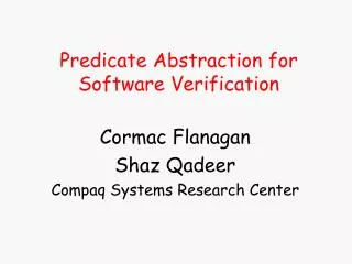 Predicate Abstraction for Software Verification