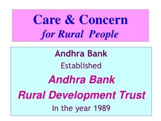 Care &amp; Concern for Rural People