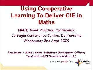 Using Co-operative Learning To Deliver CfE in Maths