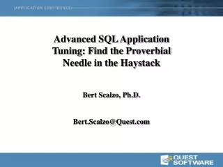Advanced SQL Application Tuning: Find the Proverbial Needle in the Haystack
