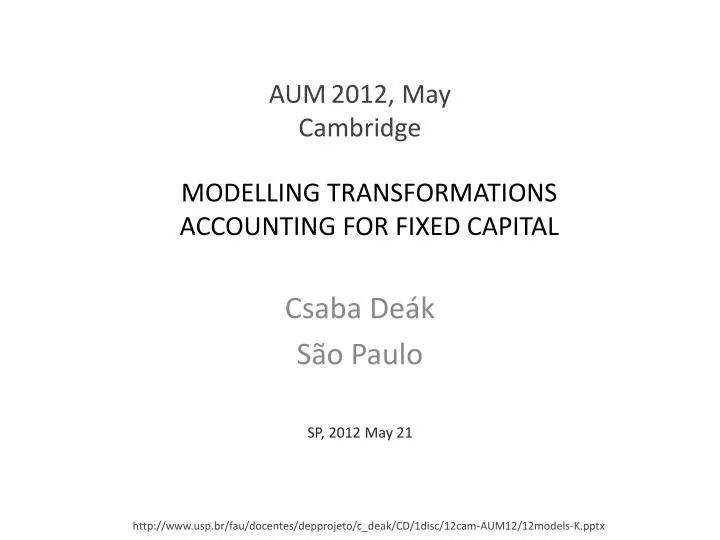 modelling transformations accounting for fixed capital