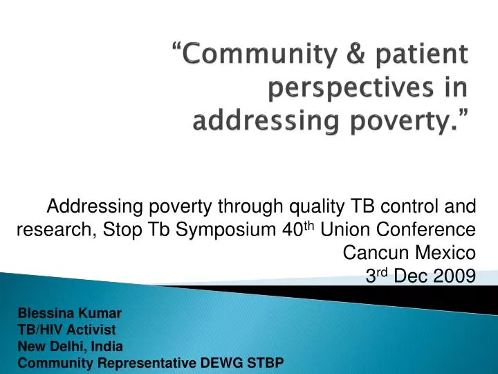 community patient perspectives in addressing poverty