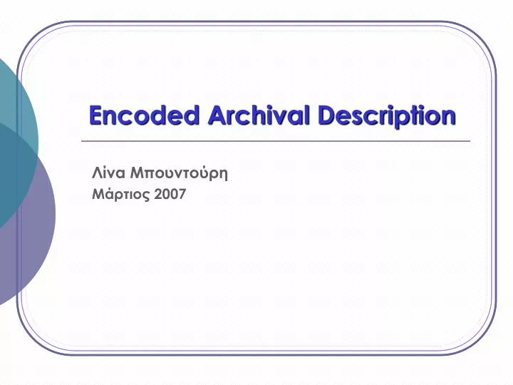 encoded archival description