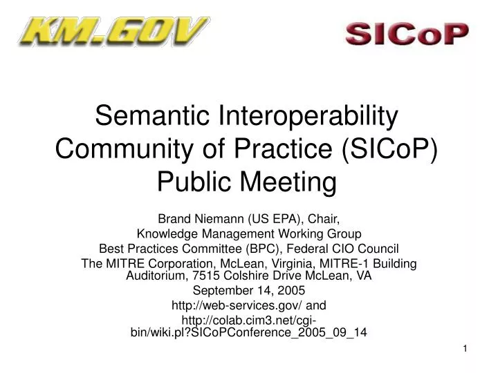 semantic interoperability community of practice sicop public meeting