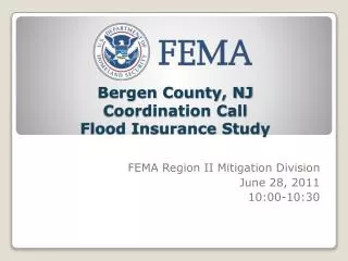 Bergen County, NJ Coordination Call Flood Insurance Study