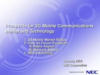 Prospects for 3G Mobile Communications Market and Technology