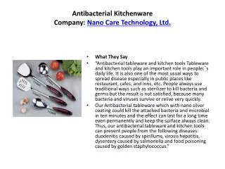 Antibacterial Kitchenware Company: Nano Care Technology, Ltd.