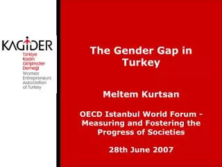 The Gender Gap in Turkey Meltem Kurtsan OECD Istanbul World Forum - Measuring and Fostering the Progress of Societies 28