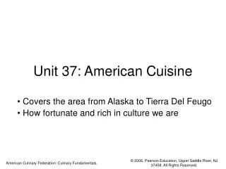 Unit 37: American Cuisine