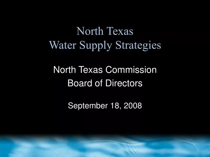 north texas water supply strategies