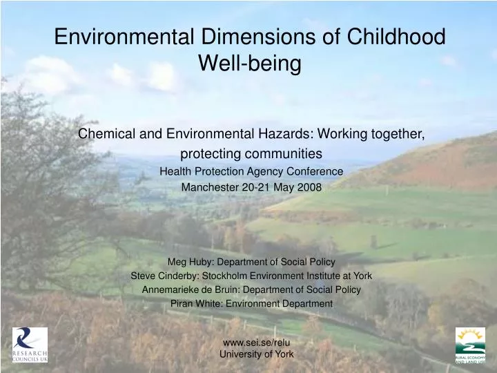 environmental dimensions of childhood well being