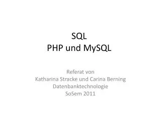 SQL PHP und MySQL