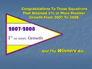 Congratulations To Those Squadrons That Attained 1% or More Member Growth From 2007 To 2008.