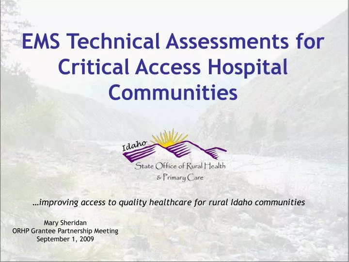 ems technical assessments for critical access hospital communities