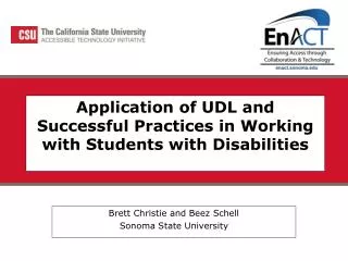 Application of UDL and Successful Practices in Working with Students with Disabilities