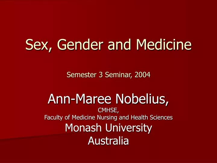 sex gender and medicine semester 3 seminar 2004