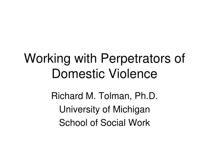 working with perpetrators of domestic violence