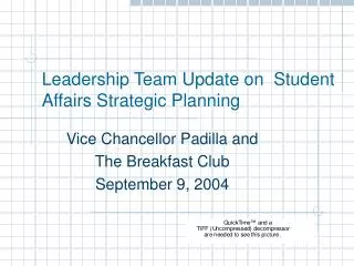 Leadership Team Update on Student Affairs Strategic Planning