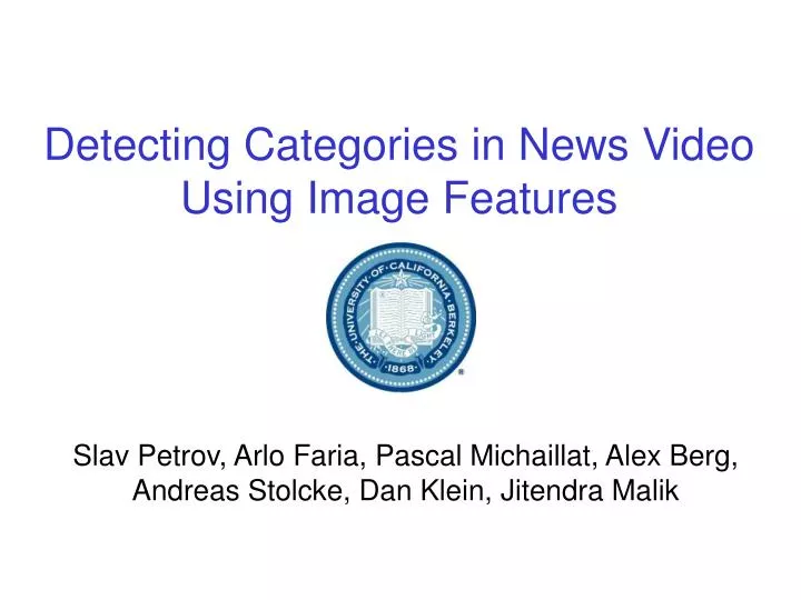detecting categories in news video using image features