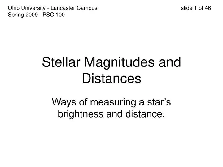 stellar magnitudes and distances