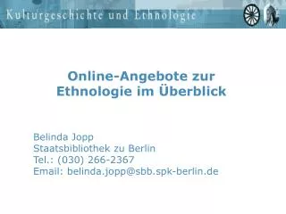 Online-Angebote zur Ethnologie im Überblick