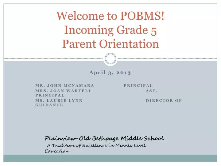 welcome to pobms incoming grade 5 parent orientation