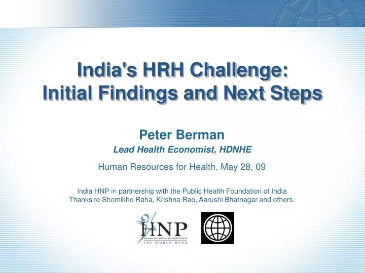 india s hrh challenge initial findings and next steps