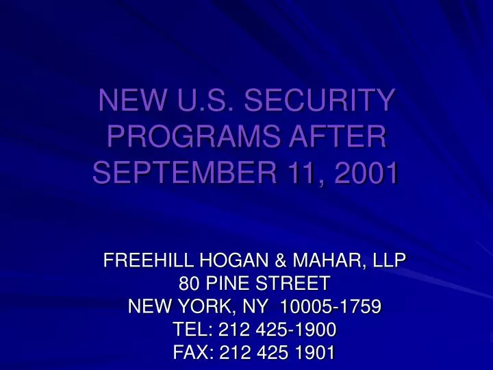new u s security programs after september 11 2001