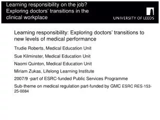 Learning responsibility on the job? Exploring doctors’ transitions in the clinical workplace