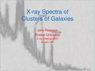 X-ray Spectra of Clusters of Galaxies