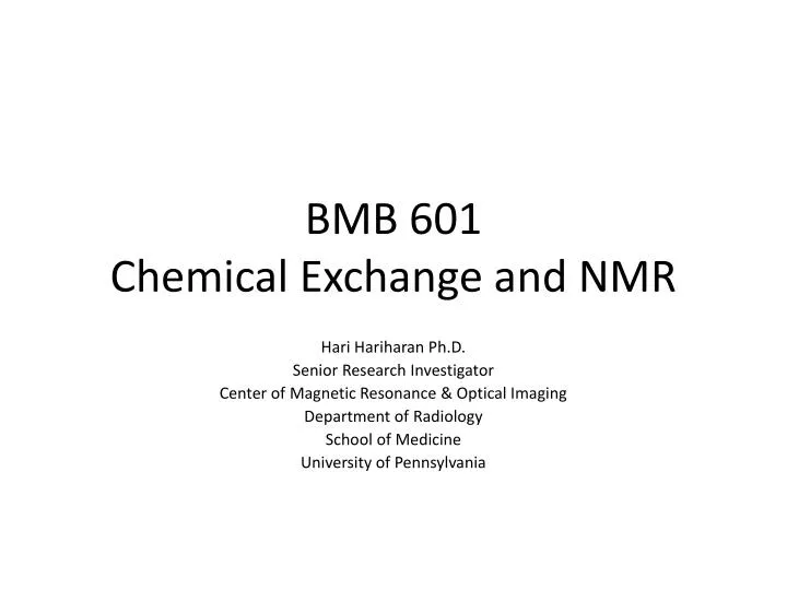 bmb 601 chemical exchange and nmr