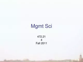 Mgmt Sci